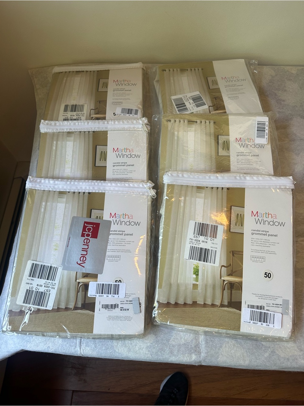 Martha Cream Candid Stripe Grommet Curtain Panel - Light Neutral